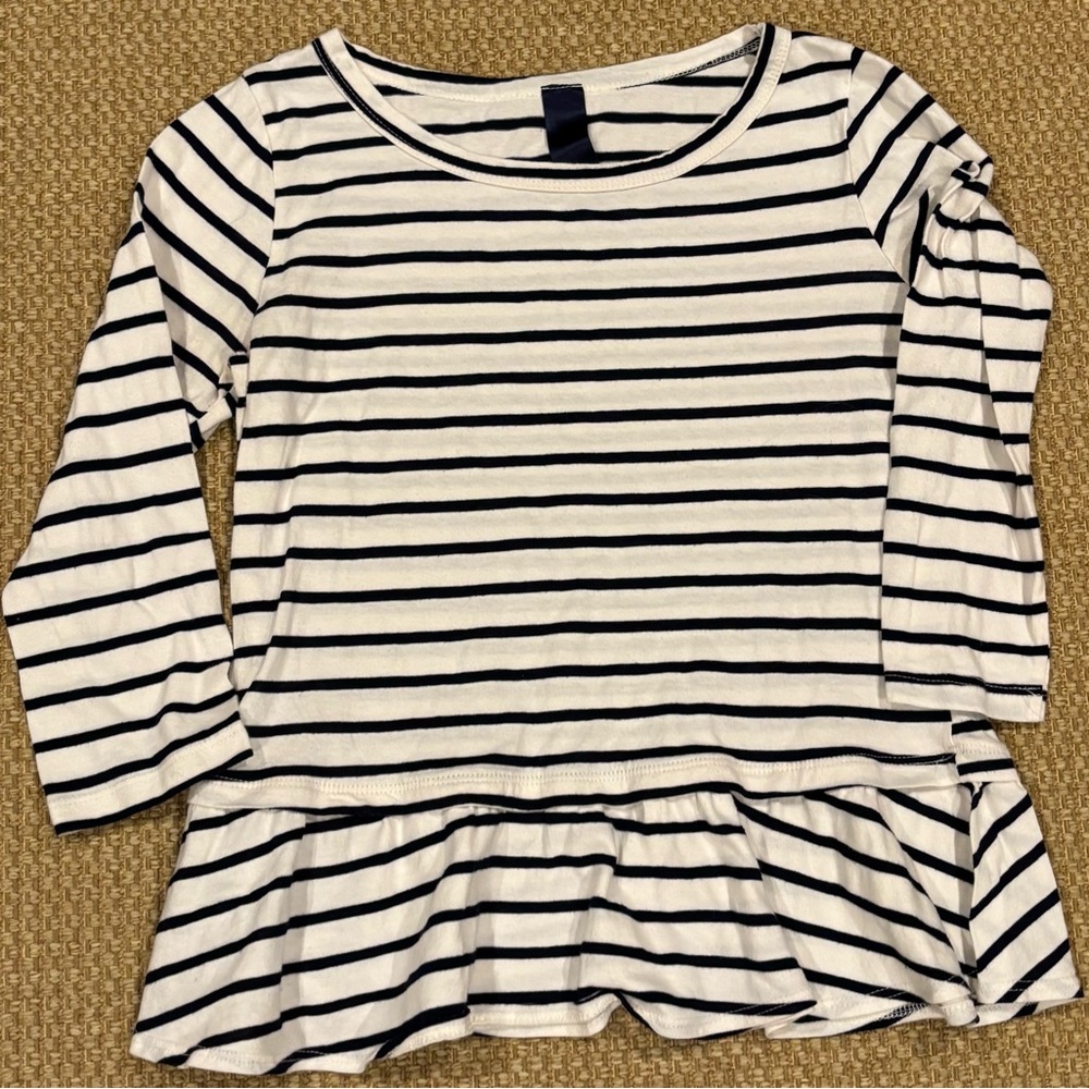 Striped Long Sleeve Peplum Top